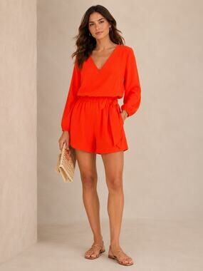 NWT Evereve Brinley Skort Romper Fiesta Orange XS